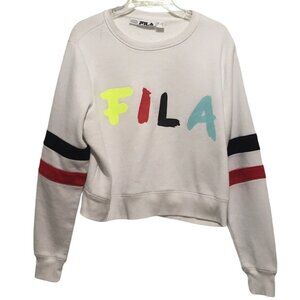 Fila sweatshirt Cropped pullover long sleeve white WomenXL Colorful Logo